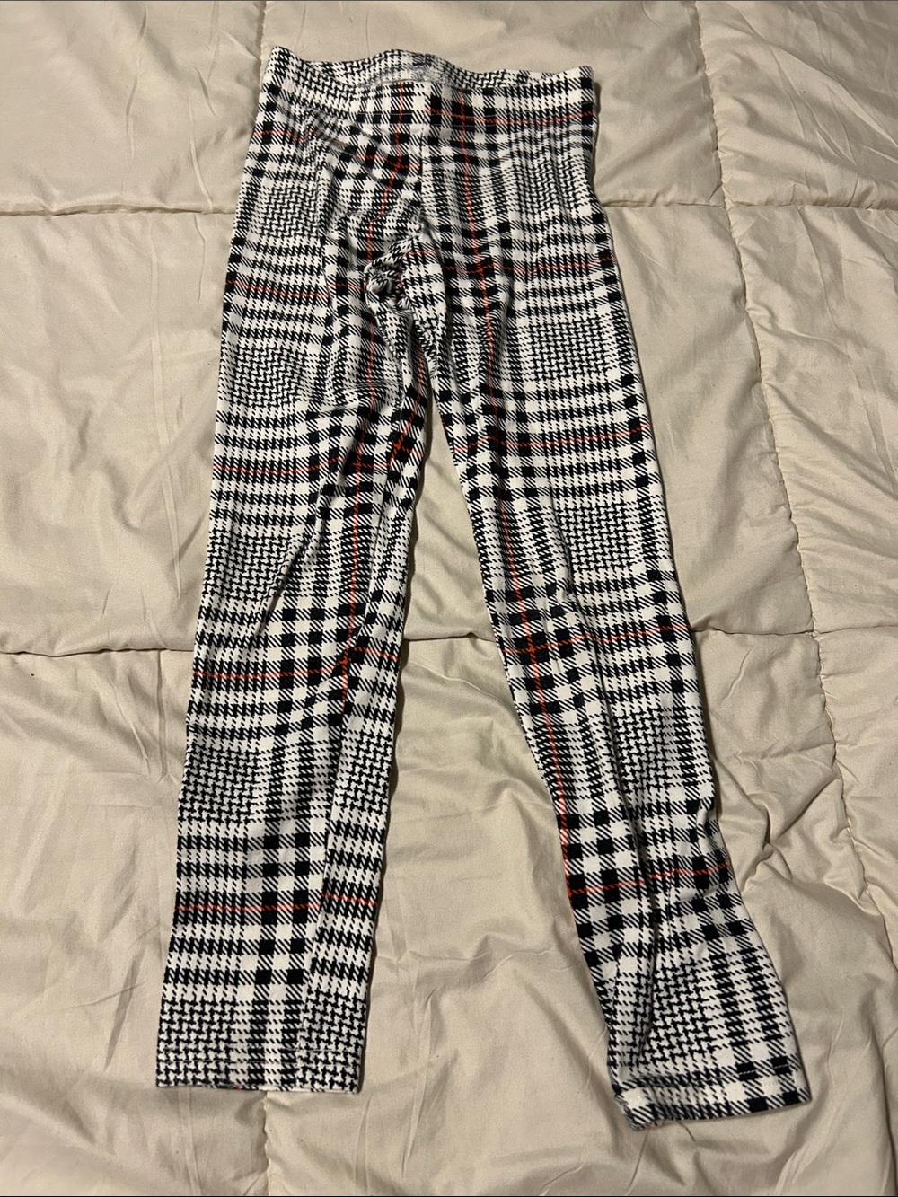 Old Navy Black White and Red Plaid Girls' Leggings